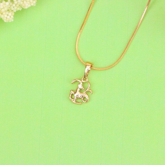 "Capricorn Zodiac Rose Gold Pendant Elegant Charm, XPPT1471 - Picture 12 of 13